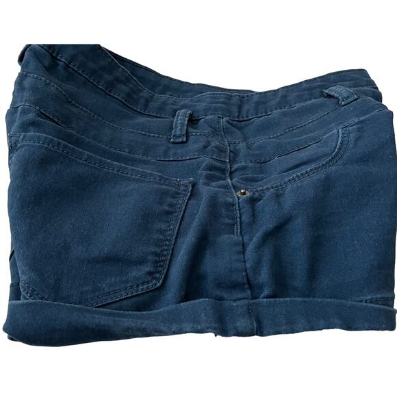 NO BO MID-RISE SHORTS JUNIORS, 1, NAVY BLUE, BACK POCKETS, BUTTONS & ZIP CLOSURE - Picture 5 of 11
